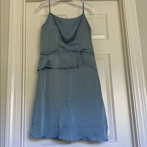 Dusty blue silk dress